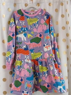 MIN8 BODEN Kids Long Sleeve Lavender Dog Print SWEATSHIRTDress